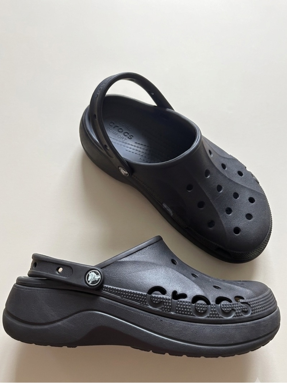 Crocs Sz 10 Baya Black Platform Originals Clogs